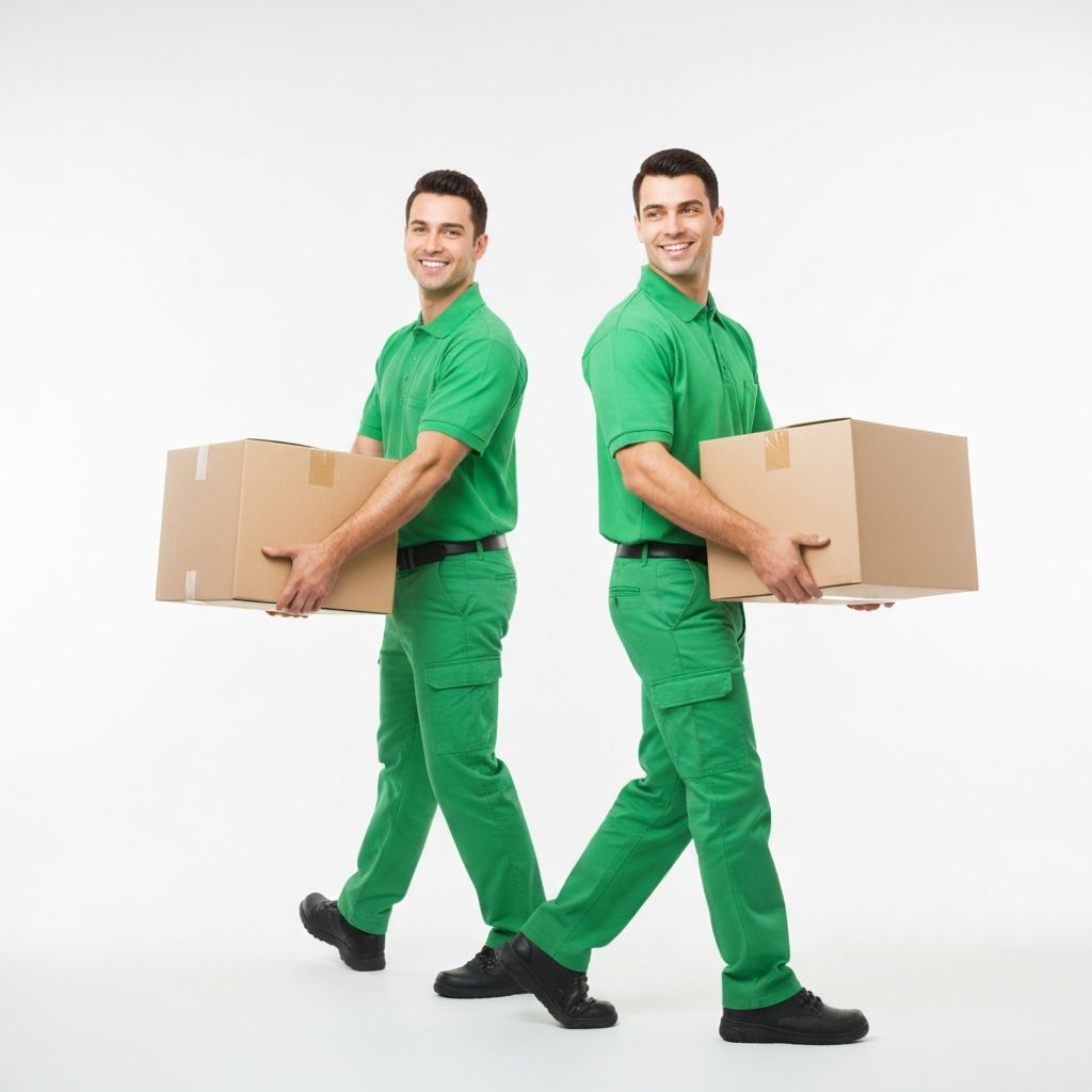 Professional movers carrying boxes